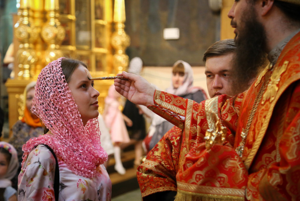 Всенощное бдение в Вознесенском кафедральном соборе Кузнецка в канун дня памяти великомученика и целителя Пантелеимона